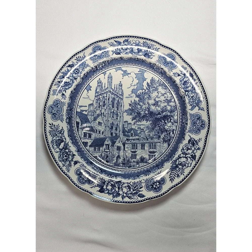 Vintage‎ Wedgwood Yale University Dinner Plates Set of 4 1949 Blue Transferware